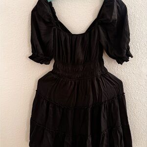 Trixxi Black Mini Dress with Puff Sleeves